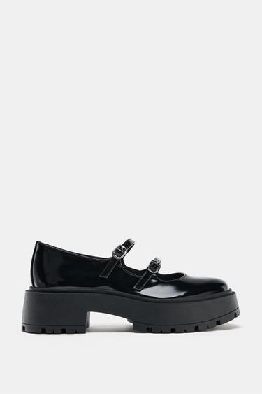PLATFORM STRAP BALLET SHOES - Black by Zara