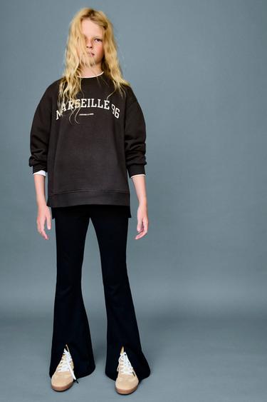 SWEATSHIRT AND FLARE LEGGINGS SET WITH TEXT - Brown by Zara