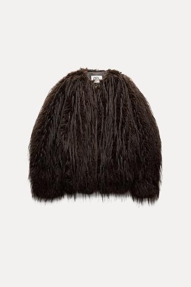 LIMITED EDITION FAUX FUR BOMBER JACKET - Brown by Zara