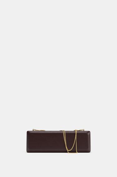 RIGID RECTANGULAR CLUTCH BAG - Burgundy Red by Zara