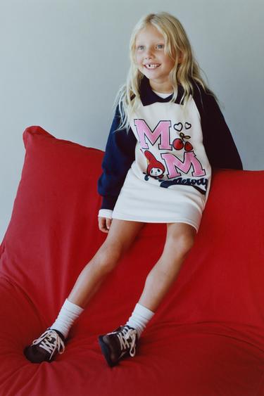 PLUSH RAGLAN SLEEVE DRESS MY MELODY © SANRIO - Ecru by Zara