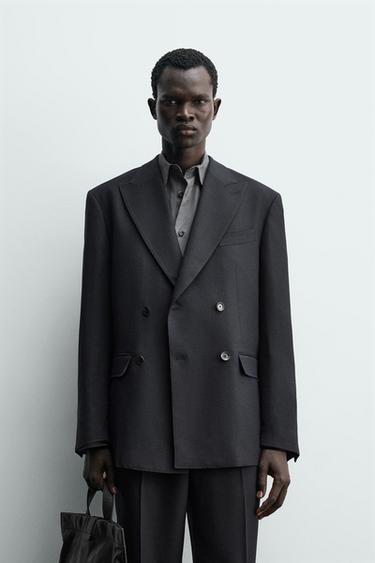 DOUBLE-BREASTED SUIT BLAZER - Navy blue by Zara