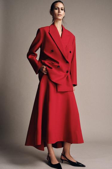 ZW COLLECTION DOUBLE-BREASTED STRAIGHT BLAZER - Red by Zara