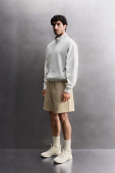 RELAXED FIT QUARTER-ZIP SWEATSHIRT - Grey marl by Zara