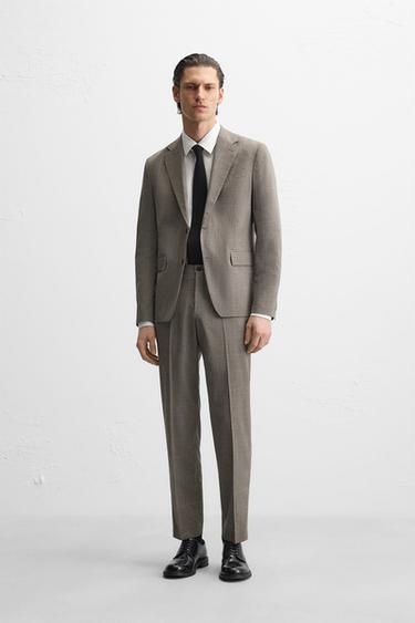 CHECKED SUIT BLAZER - Beige-brown by Zara - Image 0