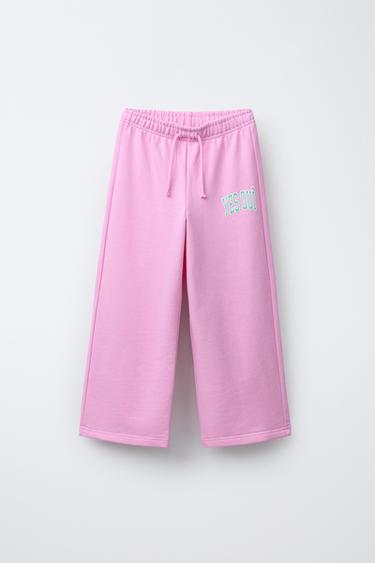 WIDE-LEG VARSITY JOGGING TROUSERS - Pink by Zara