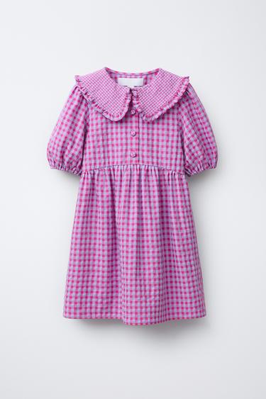GINGHAM CHECK PRINT DRESS - Raspberry by Zara