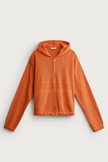 OPEN-KNIT RELAXED FIT OVERSHIRT - Orange by Zara