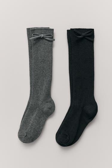 TWO-PACK OF KNEE-HIGH SOCKS WITH BOW - Black by Zara