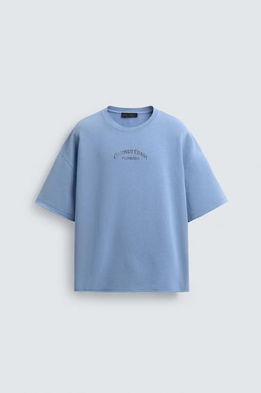WASHED SWEATSHIRT WITH CONTRAST PRINT - Sky blue by Zara