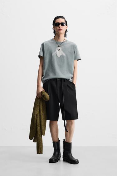 WASHED FLY PRINT T-SHIRT - Grey by Zara - Image 0