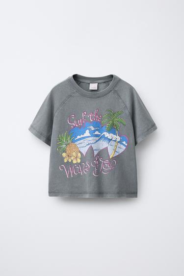 SURF PRINT T-SHIRT - Anthracite grey by Zara - Image 0
