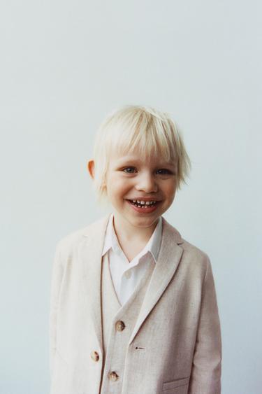 LINEN SUIT WAISTCOAT - Light beige by Zara - Image 0
