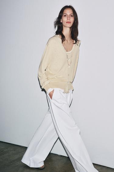 DOUBLE LAYER KNIT CARDIGAN - Sand by Zara
