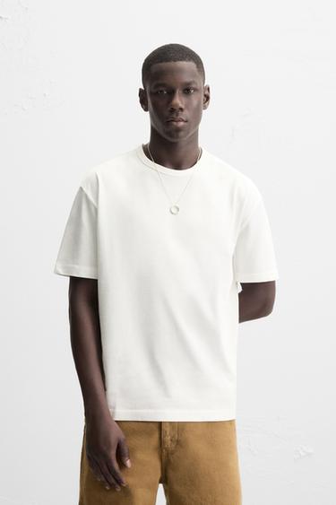 HEAVYWEIGHT BINDING T-SHIRT - Oyster-white by Zara