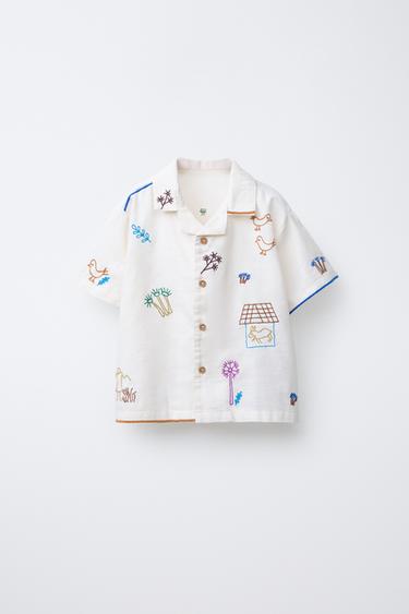 FARM EMBROIDERY SHIRT - Ecru by Zara - Image 0