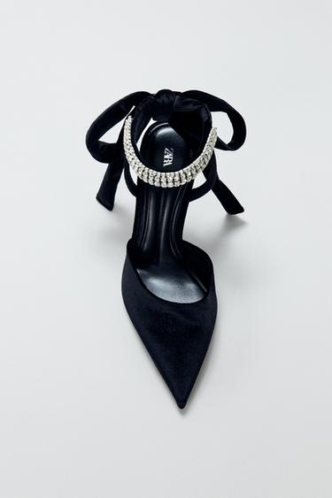 RHINESTONE SLINGBACK SHOES - Black by Zara