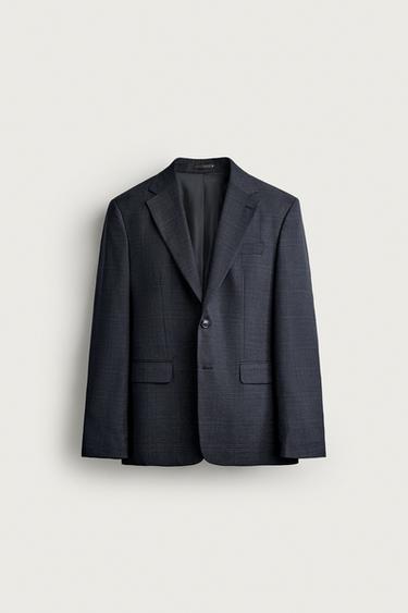 REGULAR FIT CHECK SUIT BLAZER - Blue by Zara