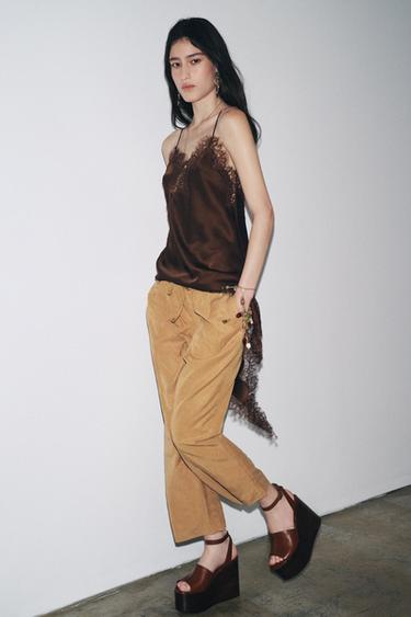 ZW COLLECTION WIDE LEG JOGGING TROUSERS - camel by Zara - Image 0