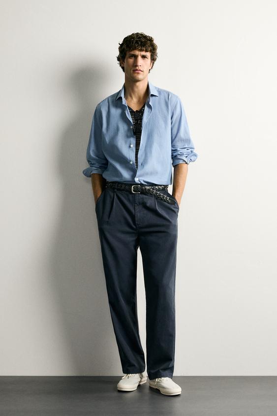 REGULAR FIT VOILE SHIRT - Sky blue by Zara - Image 0