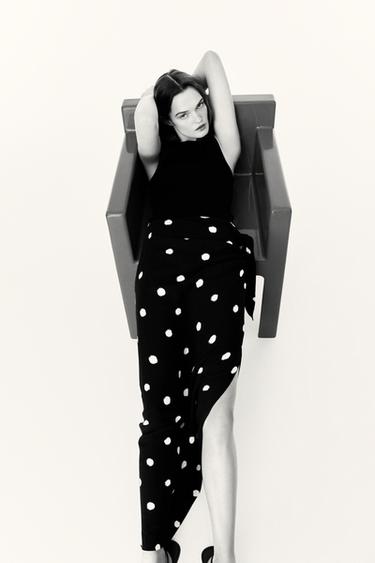 ZW COLLECTION POLKA DOT MIDI SKIRT - Black / Ecru by Zara - Image 0