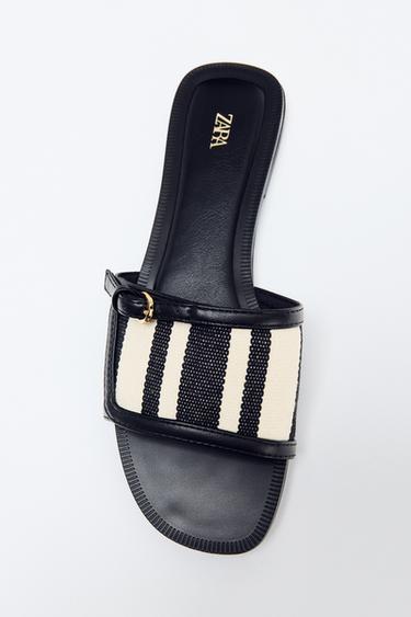 PRINTED BUCKLE FLAT SANDALS - Multicoloured by Zara