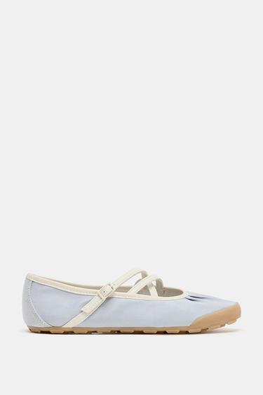SATIN SPORTS BALLET FLATS - Light Blue by Zara