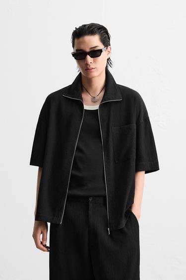 CRINKLED-EFFECT FLOWING SHIRT - Black by Zara