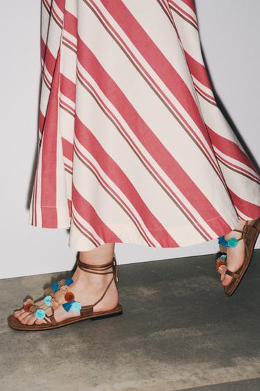 BEADED STRAPPY SANDALS - Multicoloured by Zara