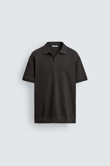 VERTICAL TEXTURED POLO SHIRT - Dark brown by Zara