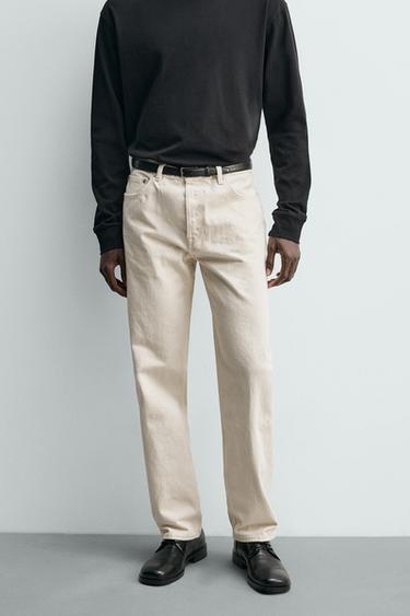 STRAIGHT FIT JEANS - Oyster-white by Zara