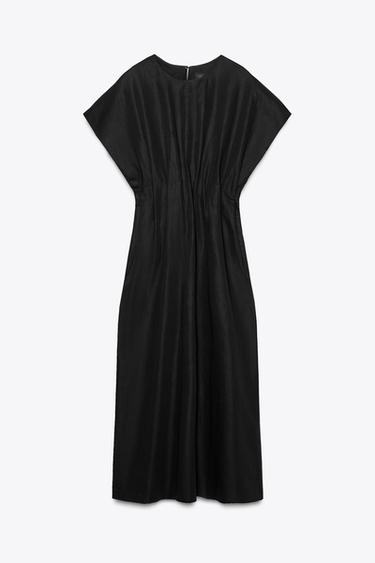 ZW COLLECTION PLEATED MIDI DRESS - Black by Zara
