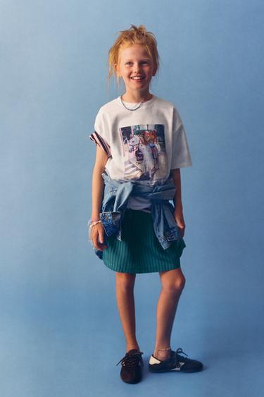 STRIPED MODAL BLEND SKIRT - Duck blue by Zara