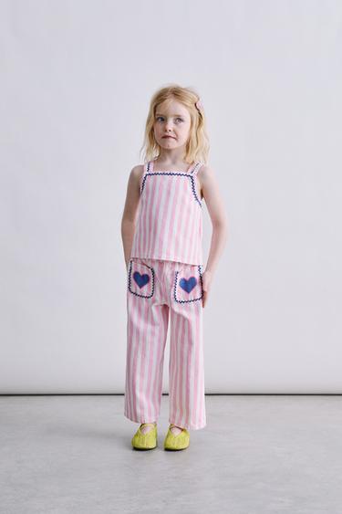 STRIPED TWILL CULOTTES - Pink by Zara