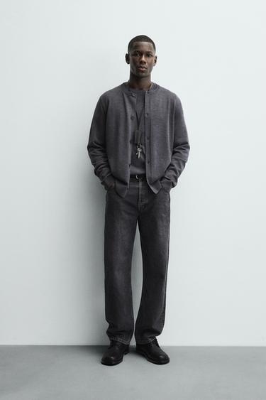 REGULAR FIT CARDIGAN WITH WOOL - Anthracite Grey by Zara - Image 0
