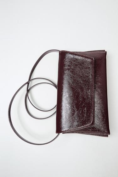 PATENT-EFFECT SHOULDER BAG - Burgundy Red by Zara