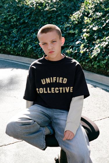 DOUBLE SLEEVE VARSITY INTERLOCK SWEATSHIRT - Dark anthracite by Zara