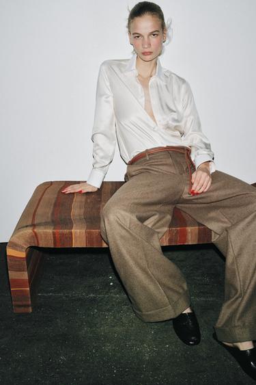 LIMITED EDITION WOOL BLEND TROUSERS - Light khaki by Zara - Image 0