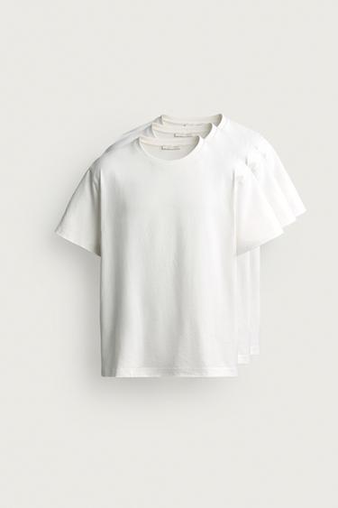 PACK OF 3 MEDIUM WEIGHT BASIC T-SHIRTS /02 - White by Zara
