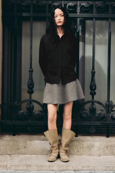 WOOL MINI SKIRT - Grey by Zara