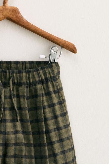 ZARA TIMELESS - CHECK balloon TROUSERS - Mid-green by Zara