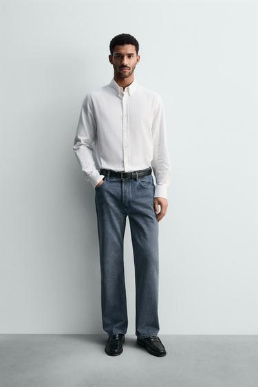 WASHED TEXTURED OXFORD SHIRT - White by Zara