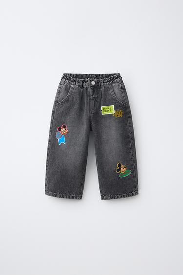 MICKEY MOUSE © DISNEY PATCH STRAIGHT JEANS - Grey marl by Zara