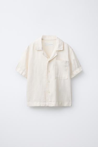 LINEN BLEND SHIRT - Ecru by Zara
