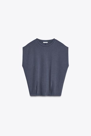 WASHED INTERLOCK T-SHIRT - Blue by Zara