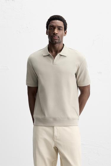 VERTICAL TEXTURED POLO SHIRT - Greenish by Zara
