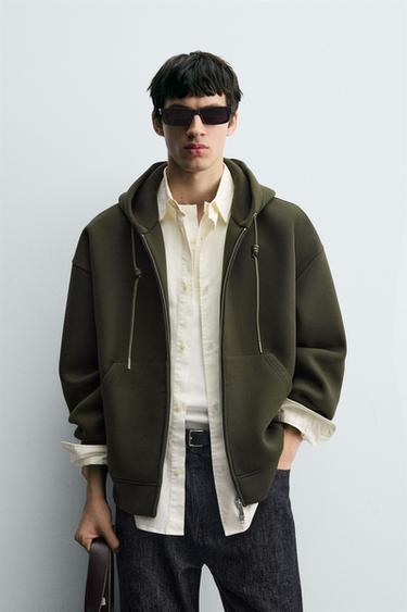 INTERLOCK OVERSIZE FIT HOODIE - Dark green by Zara