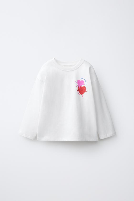 HEART PRINT T-SHIRT - White by Zara - Image 0