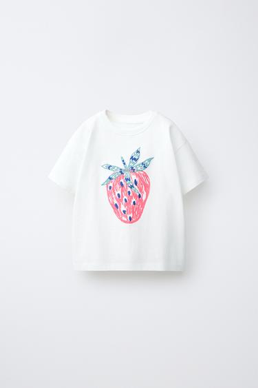 FRUIT PRINT AND EMBROIDERY T-SHIRT - White by Zara