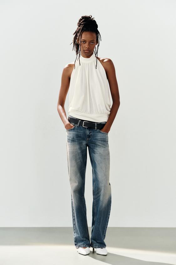 BALLOON HALTER TOP - Oyster-white by Zara - Image 0